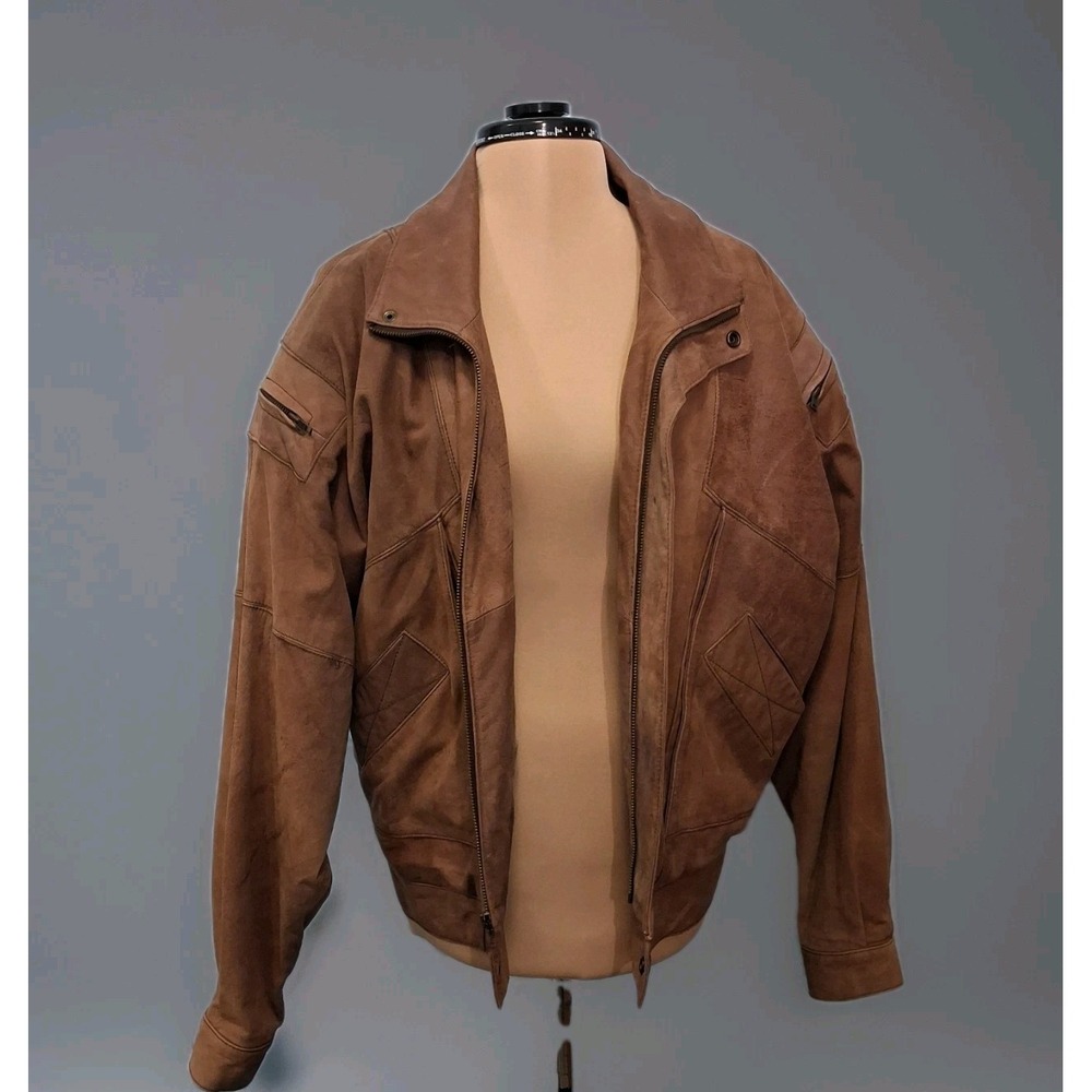 Adventure Bound 90s Leather Jacket Aviator‎ Flight Bomber Size Medium Brown